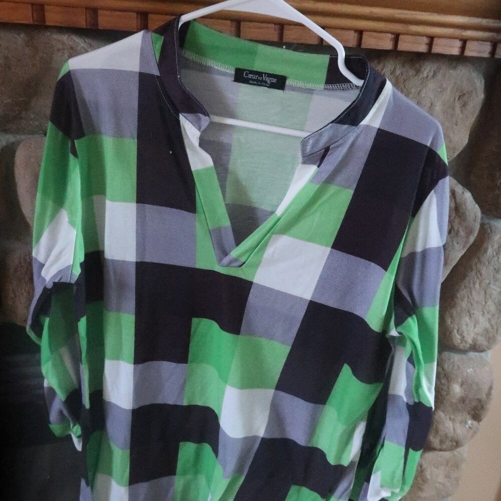 Couer de Vague Blue and Green 3/4 Sleeve